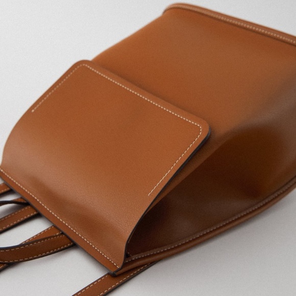ZARA TOPSTITCHED FLAP BACKPACK - Picture 3 of 5